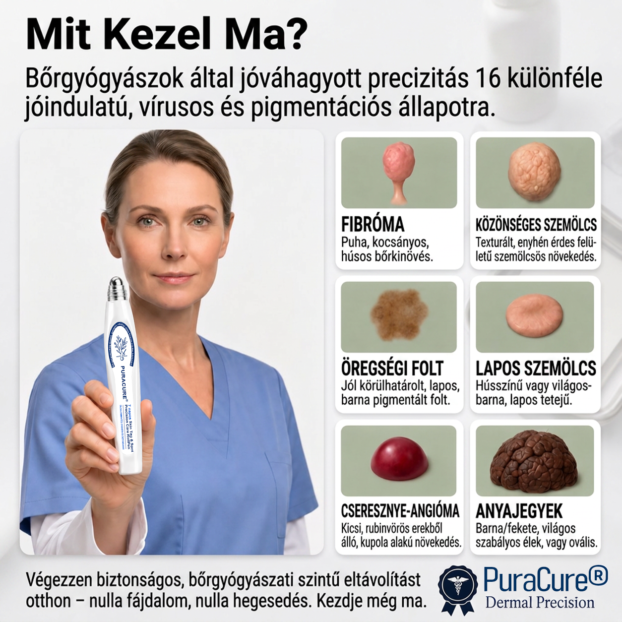 🌿𝐏𝐮𝐫𝐚𝐂𝐮𝐫𝐞® 👩‍⚕️ 𝟕 𝐍𝐚𝐩𝐨𝐬 Bőrkinövés- és Folteltávolító Toll Fájdalommentes és Hegmentes Professzionális Rollerball