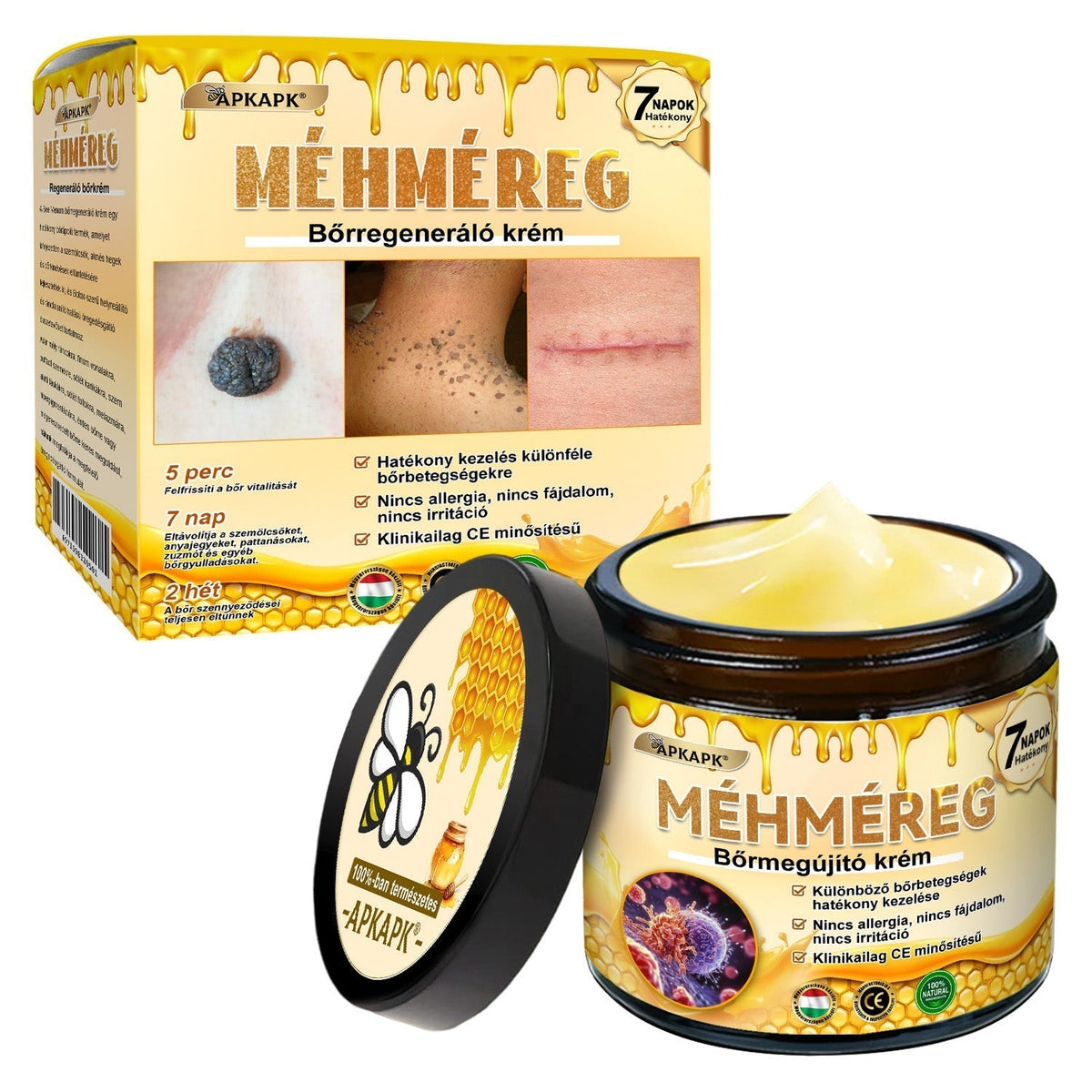 🐝🐝🐝 𝖠𝖯𝖪𝖠𝖯𝖪® Méhméreg Bőr Helyreállító Krém 🔥 Magyar fejlesztés, magyarországi gyártás és szállítás