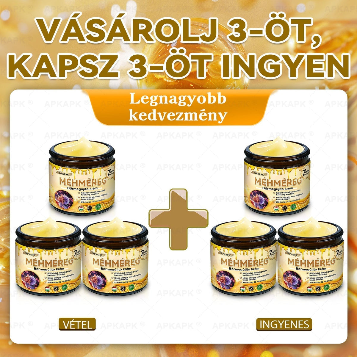 🐝🐝🐝 𝖠𝖯𝖪𝖠𝖯𝖪® Méhméreg Bőr Helyreállító Krém 🔥 Magyar fejlesztés, magyarországi gyártás és szállítás