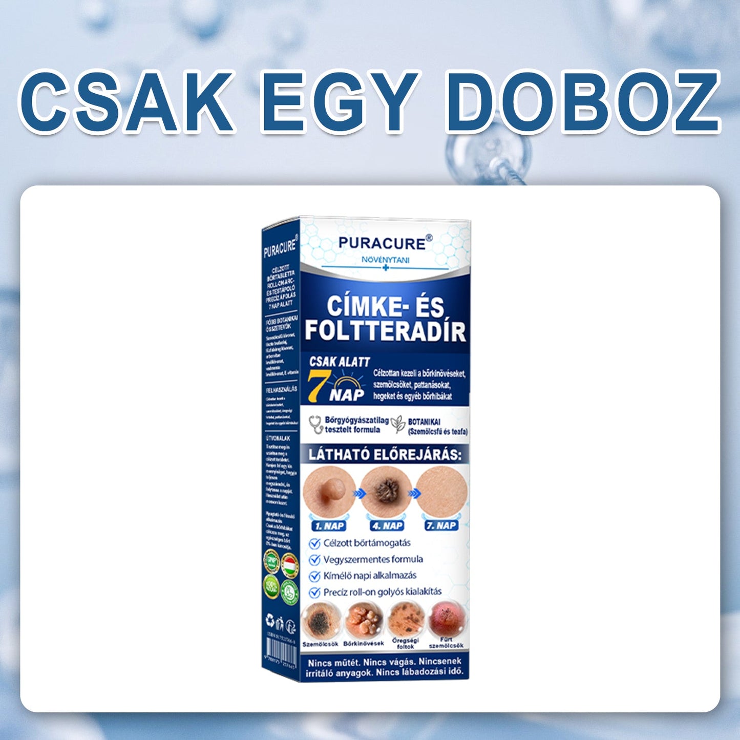 🌿𝐏𝐮𝐫𝐚𝐂𝐮𝐫𝐞® 👩‍⚕️ 𝟕 𝐍𝐚𝐩𝐨𝐬 Bőrkinövés- és Folteltávolító Toll Fájdalommentes és Hegmentes Professzionális Rollerball